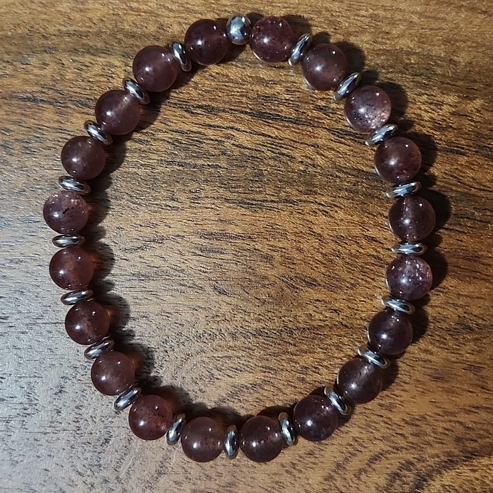 Handmade Strawberry Quartz Beaded Bracelet